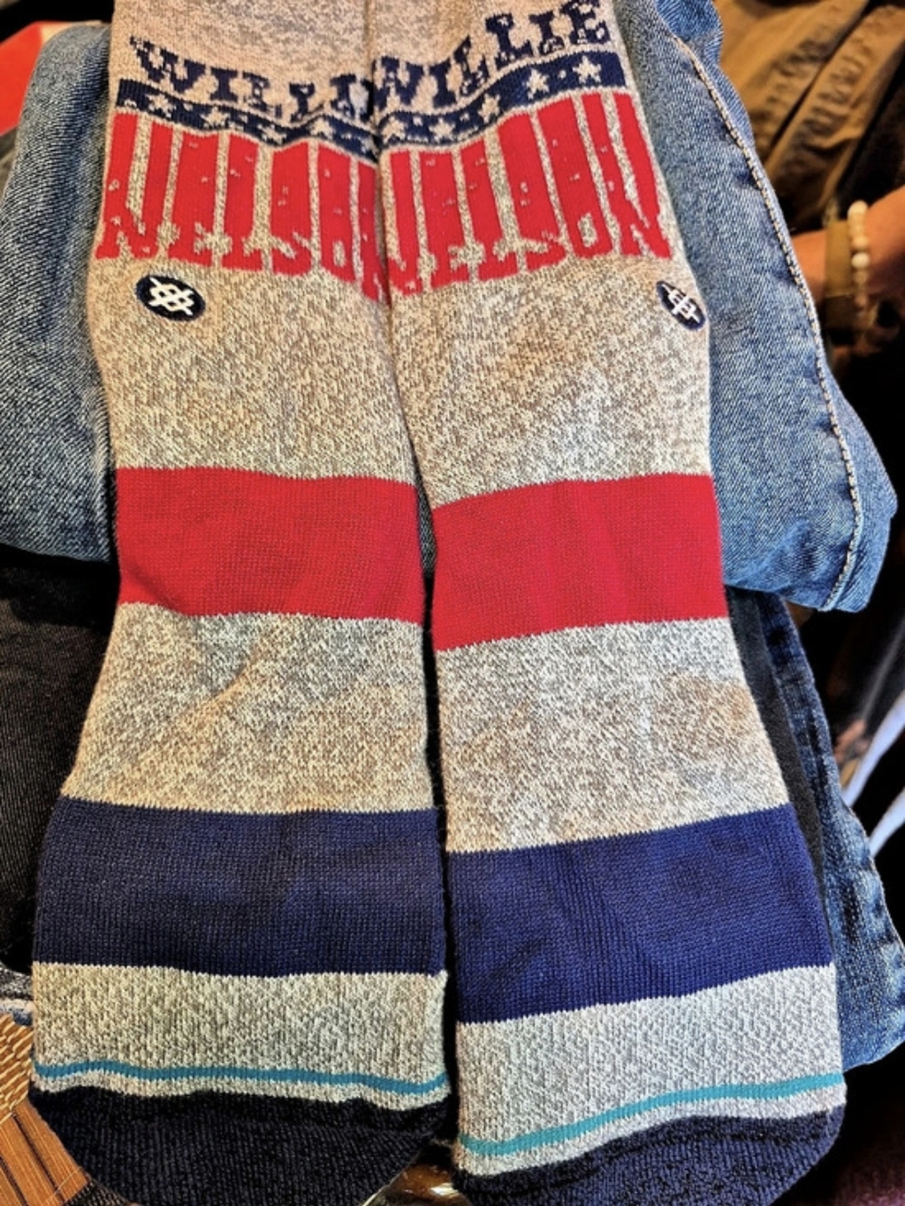 Stance Willie Nelson Stars Crew Socks Gray & Blue